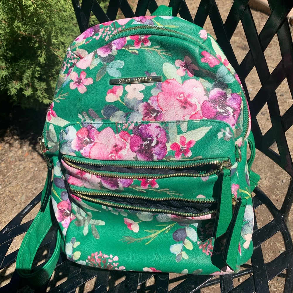 Steve Madden Floral  vinyl Green Backpack